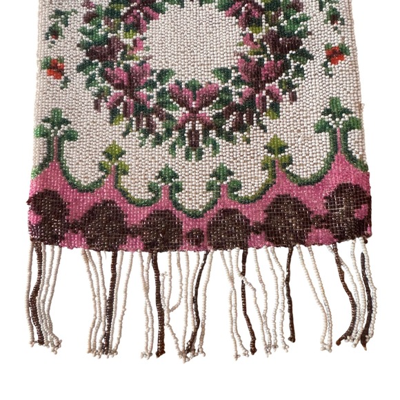 Vintage Beaded‎ 1920s Flapper Bag Purse Floral Wreath Antique Art Deco Style 7x9 - Picture 2 of 9